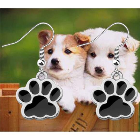Dog Paw Earrings Cute Paw Print Dangle Dog Jewelry Gift Dog Lover Mom Women - Picture 3 of 6